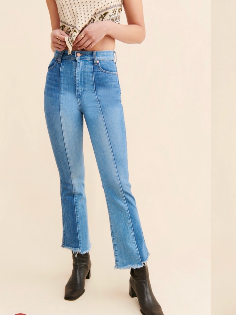 Wrangler Two-Tone Light and Medium Blue Flare Jeans for Women